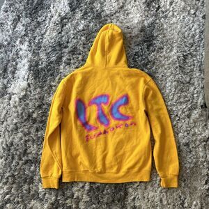 Men's Size Medium M Euphoria Long Sleeve‎ Hoodie Graphic Trip Print Yellow Y2K